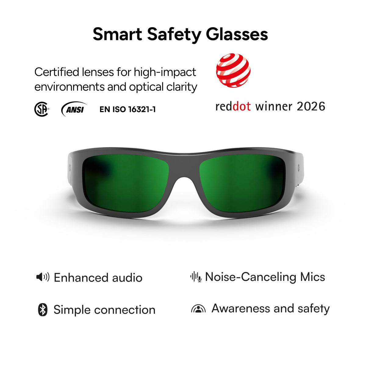Lucyd Armor light-adaptive lenses adjust tint for changing light.