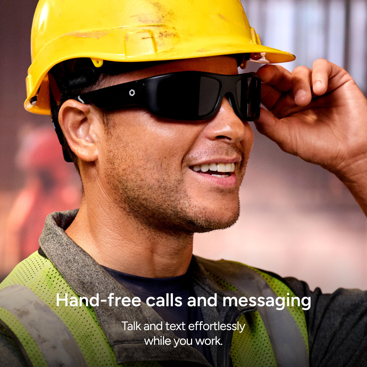 Lucyd Armor integrated microphone enabling convenient hands-free communication.