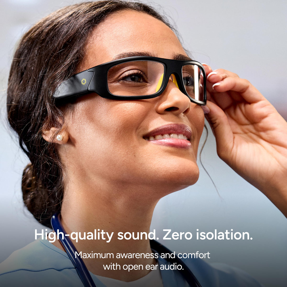 Lucyd Armor open-ear audio system delivers rich sound while keeping users aware of surroundings.