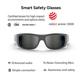 Lucyd Armor side profile highlighting slim, durable temples for long wear.