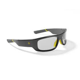 Lucyd Armor safety glasses side view showing a compact TR90 frame for all-day comfort.