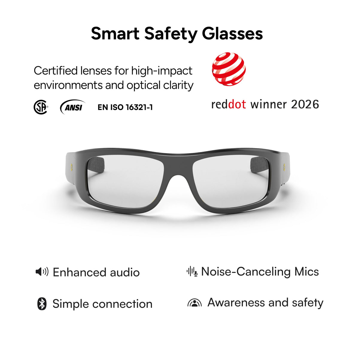 Lucyd Armor side view highlighting light frame and secure fit for smaller faces.
