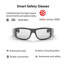Lucyd Armor side view highlighting light frame and secure fit for smaller faces.