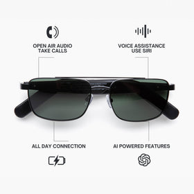 Lucyd Eddie Bauer smart glasses side profile showing lightweight frame and UV400 polarized lenses