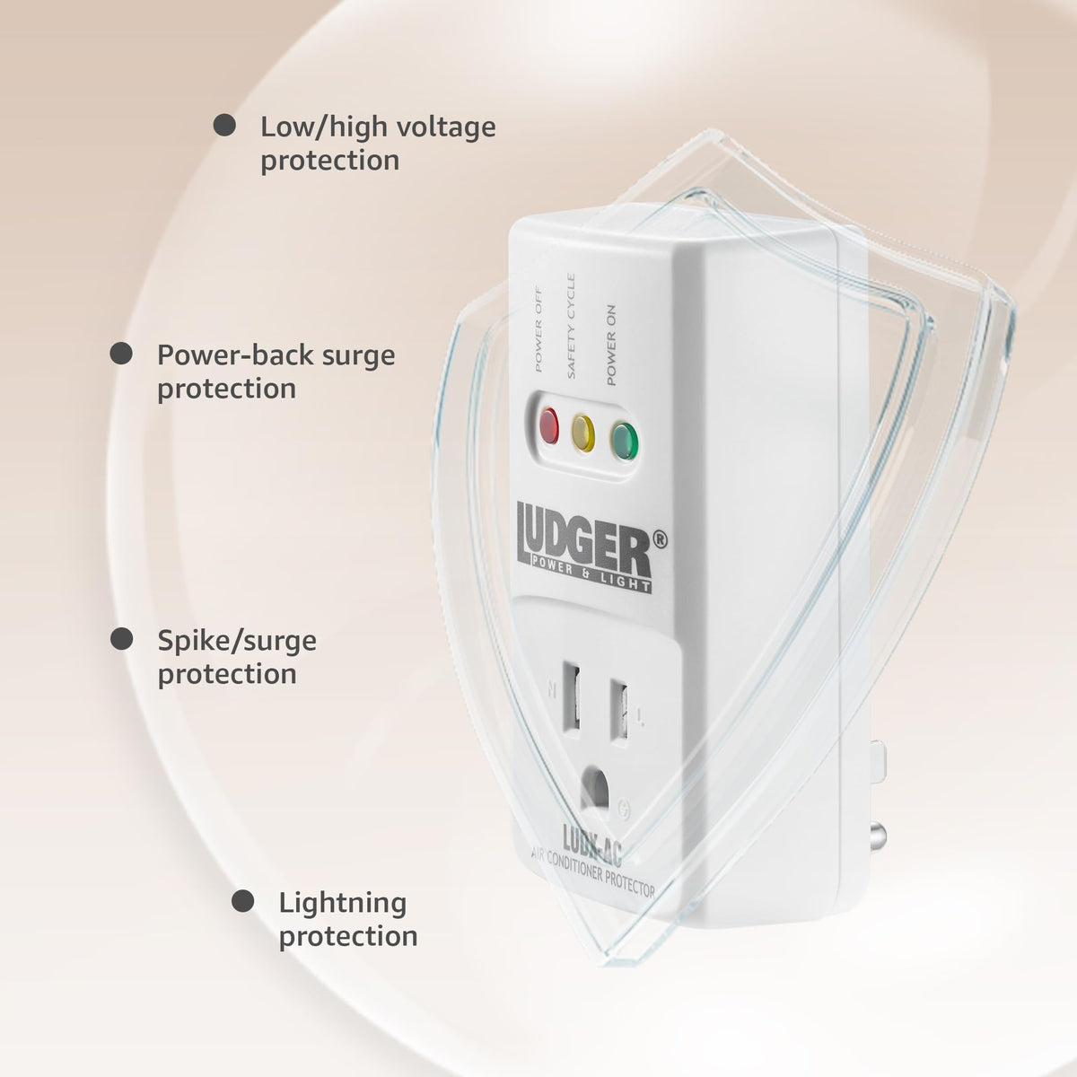 Close-up of LUDGER's fire-resistant shell protecting connected devices.