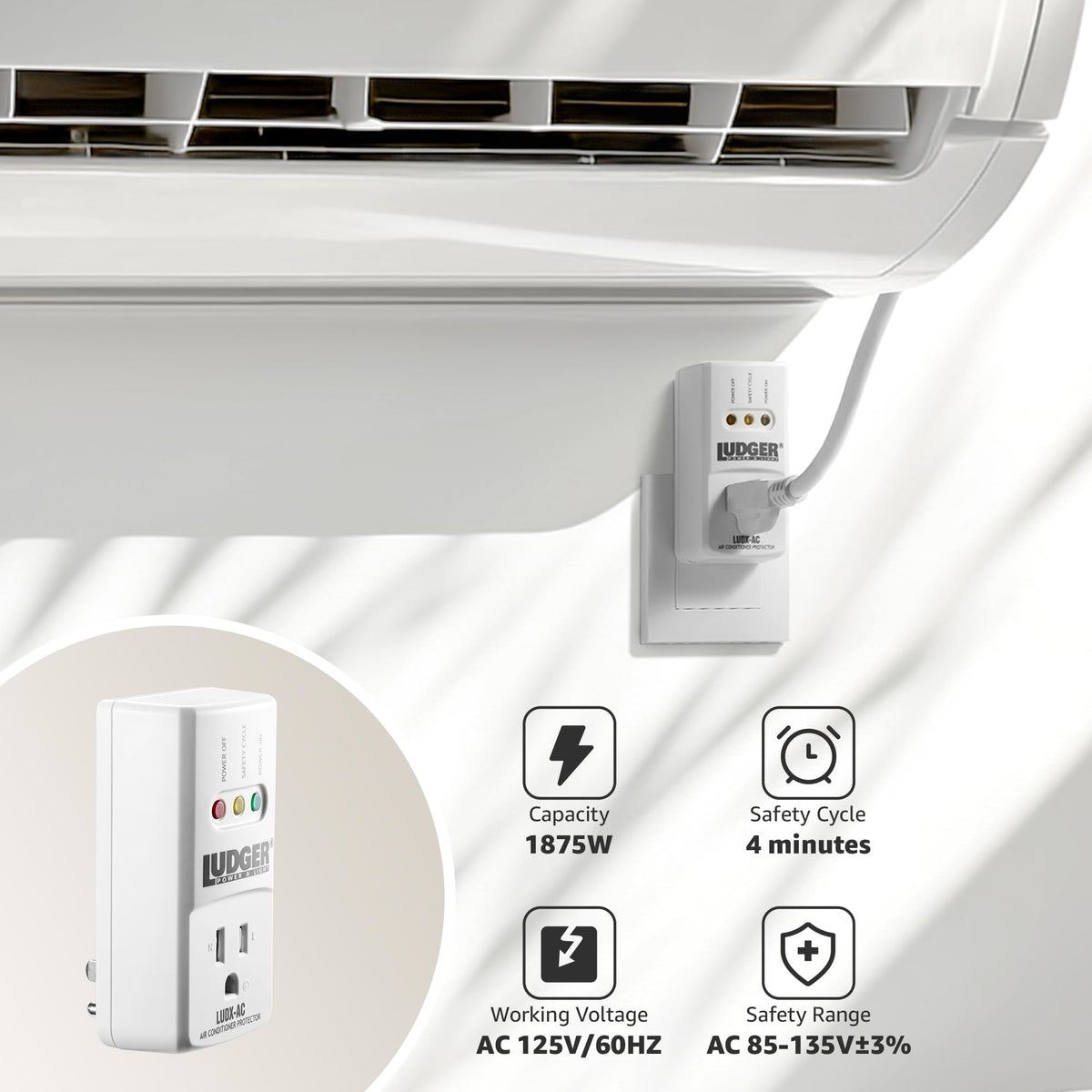 LUDGER LUDX-AC shows two- and three-prong outlets for versatile use.
