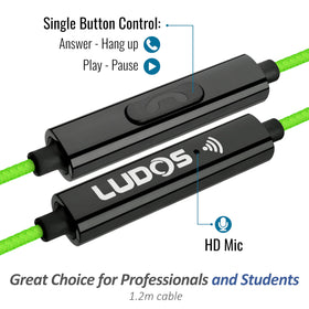 LUDOS Clamor Earbuds green compatible with iPhone and Android devices