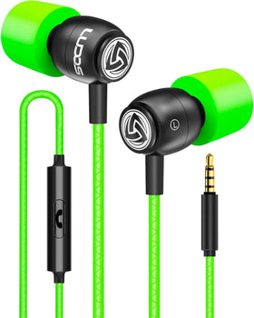 LUDOS Clamor Earbuds with green metal exterior for durable daily use