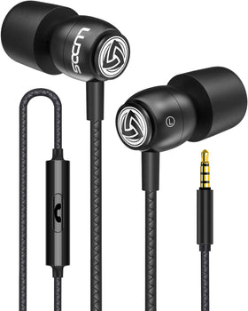 LUDOS Clamor earbuds with metallic finish provide a stylish look and secure wear.