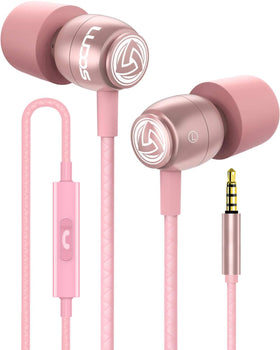 LUDOS Clamor pink earbuds close-up showing sleek design and comfortable fit for daily listening