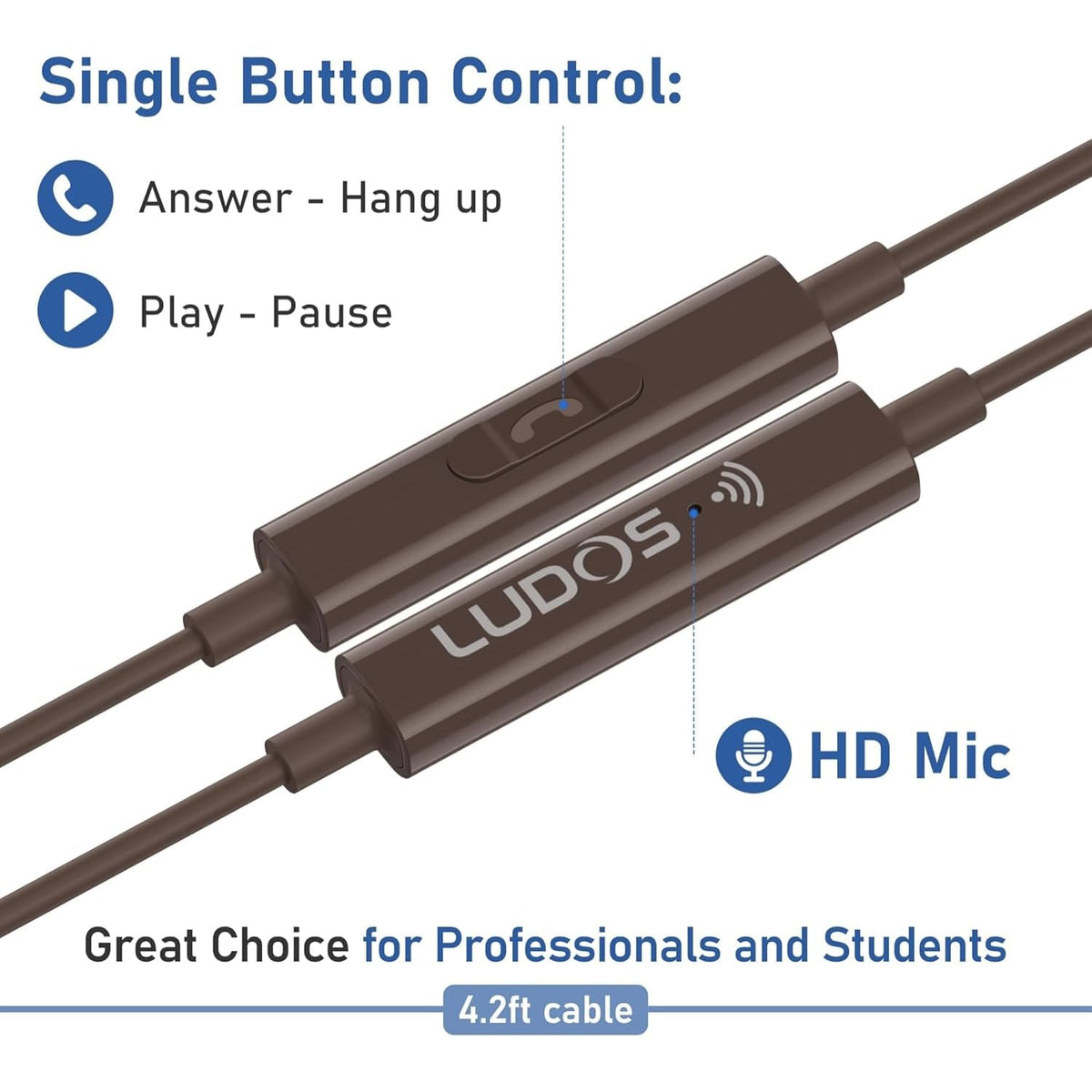 LUDOS Clamor inline microphone detail for clear hands-free calls