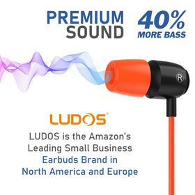 LUDOS earbuds beside smartphone showing scale and portability benefit