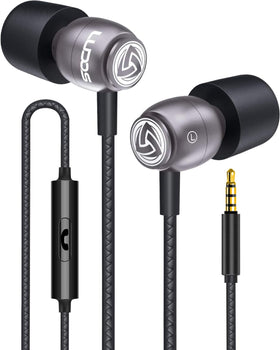 LUDOS Clamor wired earbuds with microphone for clear calls and audio.
