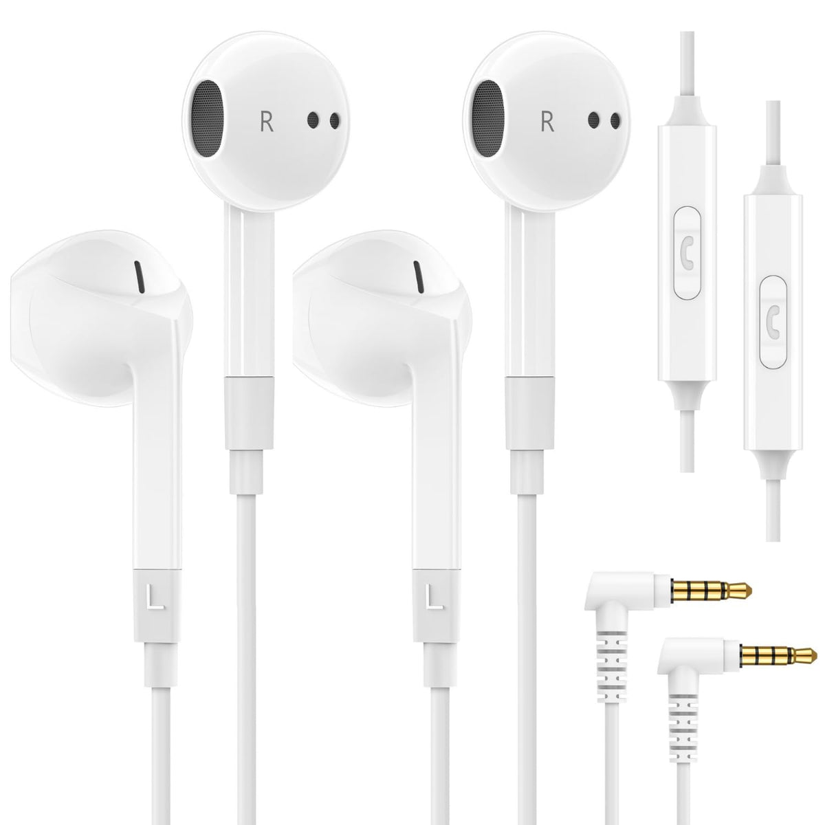 LUDOS FEROX 2-pack wired earbuds shown for everyday listening with microphone