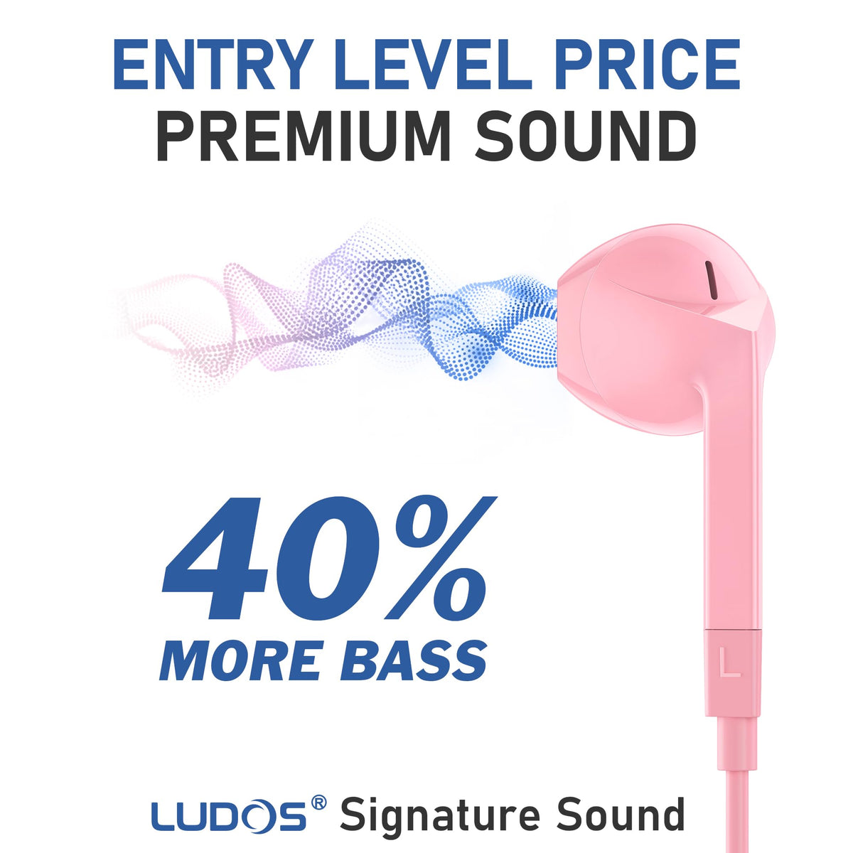 LUDOS FEROX close-up ear tip highlighting comfortable silicone fit and long wear benefit