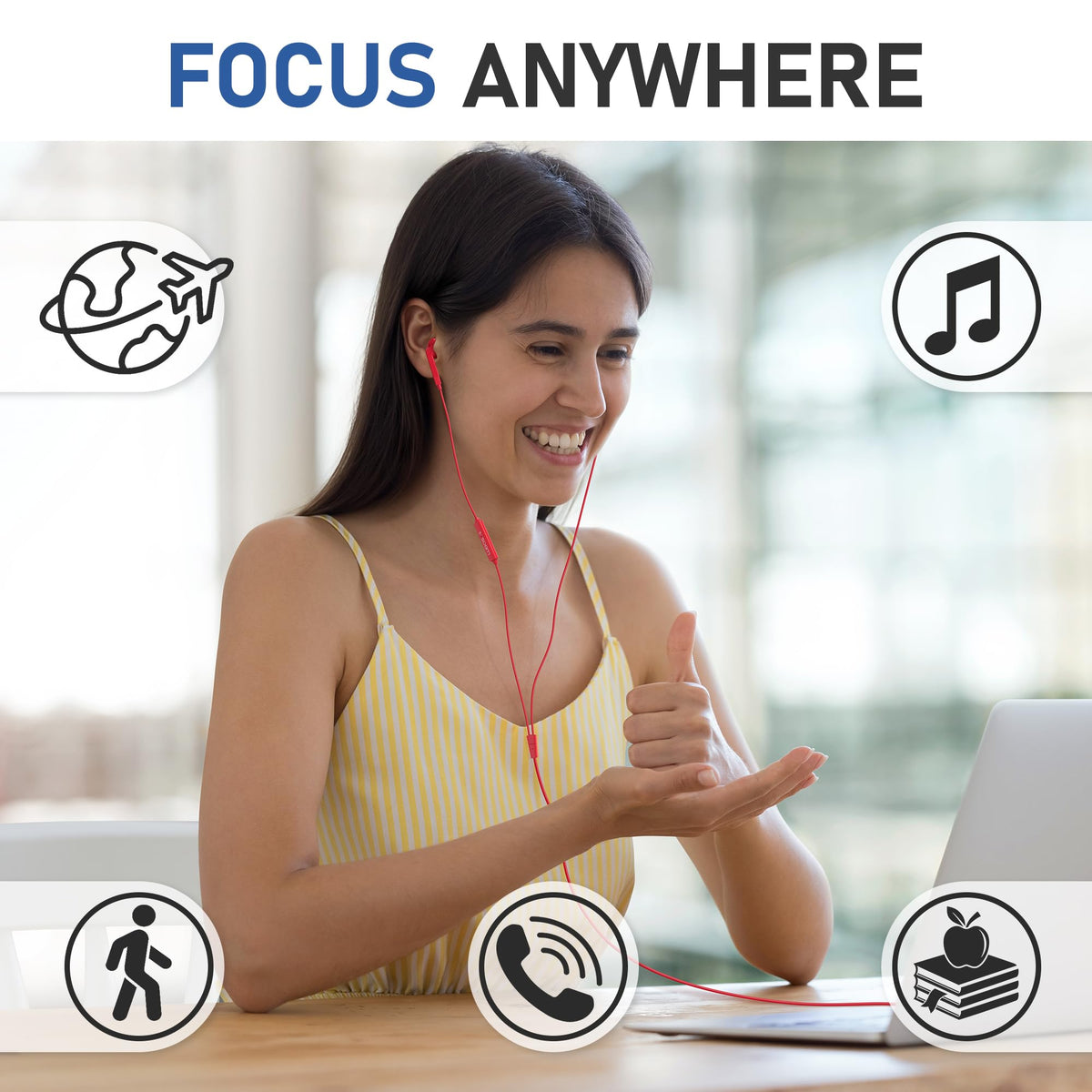 LUDOS FEROX USB-C earphones in use during video calls.