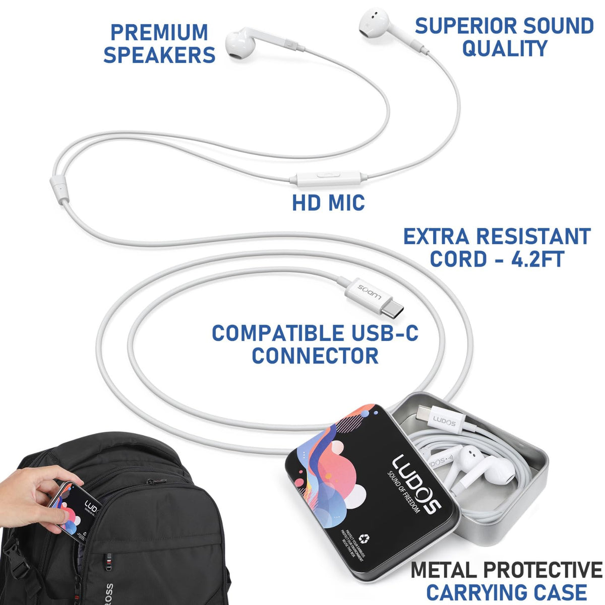 LUDOS FEROX USB-C headphones in use with devices boosts productivity and comfort