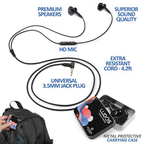 LUDOS NOVA earbuds 35mm plug for compatibility with laptops and many devices.