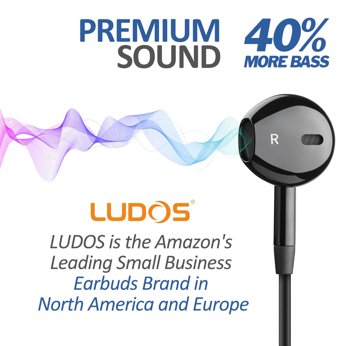 LUDOS NOVA earbuds anti-tangle cable length 4.2 feet.