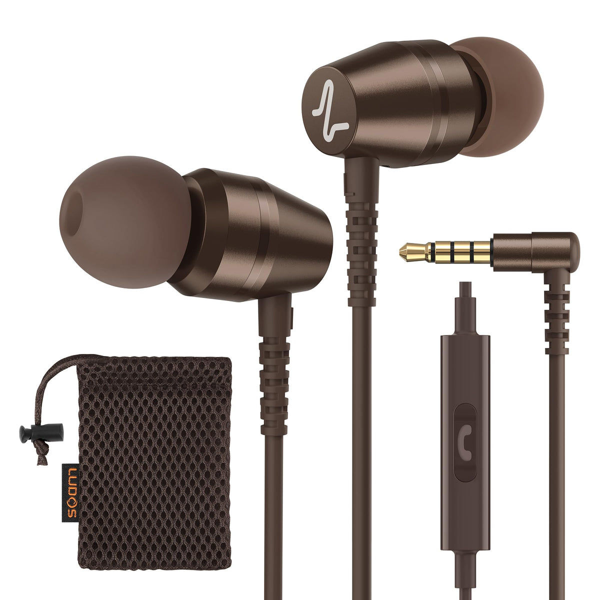 LUDOS OMNITONE brown earbuds front view for comfortable all‑day wear