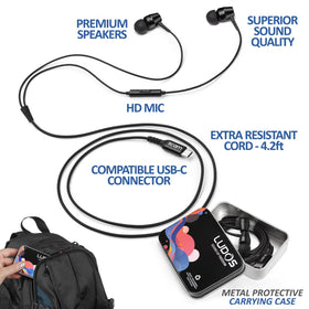 LUDOS OMNITONE comfort-fit earbuds provide hours of wearing comfort.