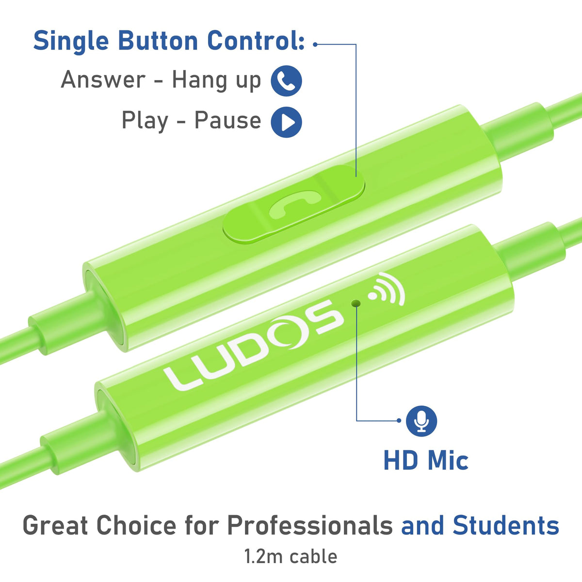 LUDOS OMNITONE wired 3.5 mm plug for reliable device compatibility.