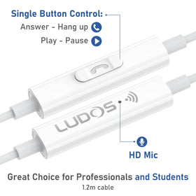 Close-up of LUDOS OMNITONE with noise isolation and soft tips for focus.