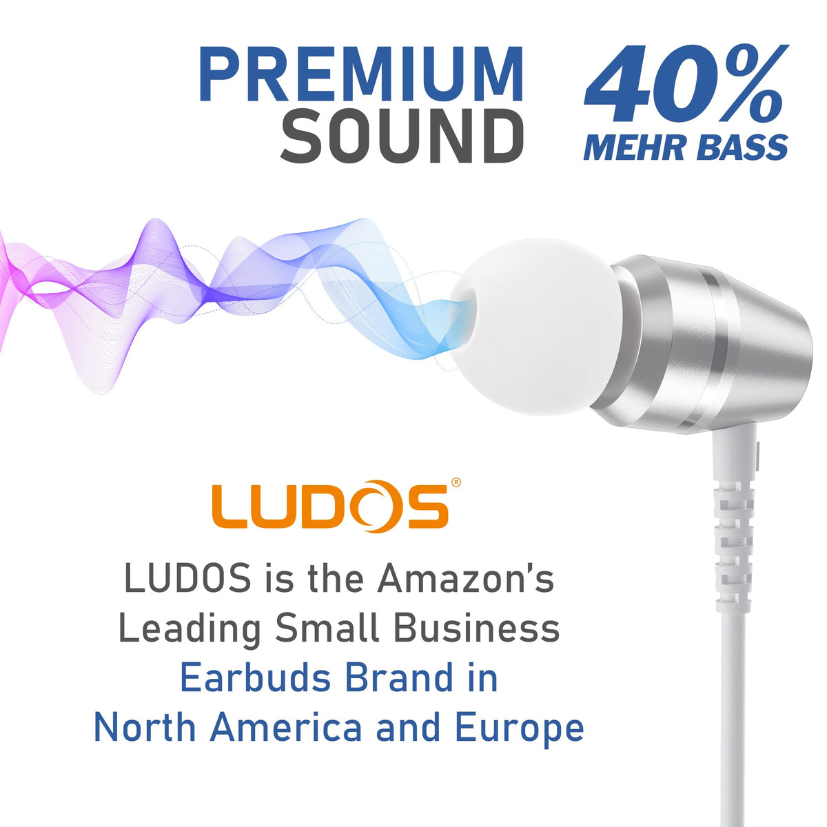 LUDOS OMNITONE noise isolation feature depicted for focused listening in public.