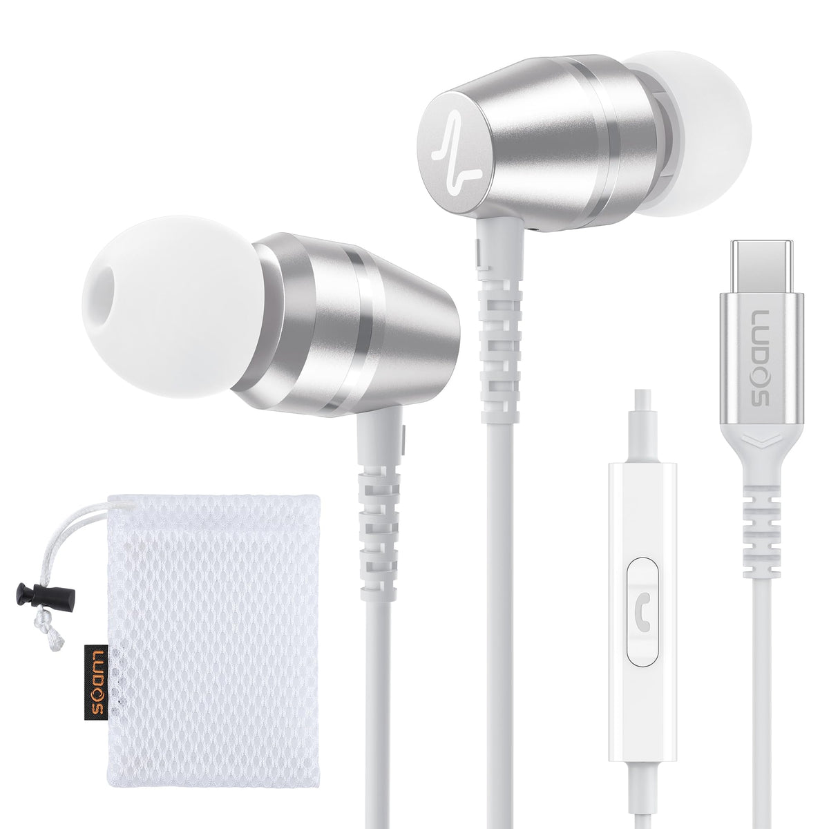 LUDOS OMNITONE earbuds unboxed to reveal sleek USB-C design for quick setup.