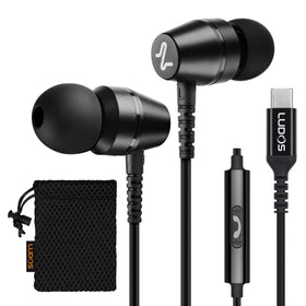 LUDOS OMNITONE USB-C earbuds closeup showing premium build and portable design for daily use.