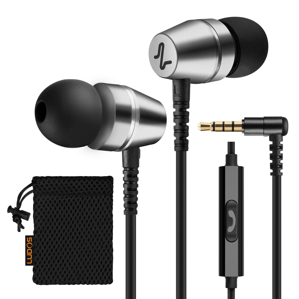 LUDOS OMNITONE wired earbuds front view offering crisp sound for daily use.