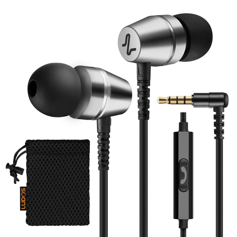LUDOS OMNITONE wired earbuds front view offering crisp sound for daily use.