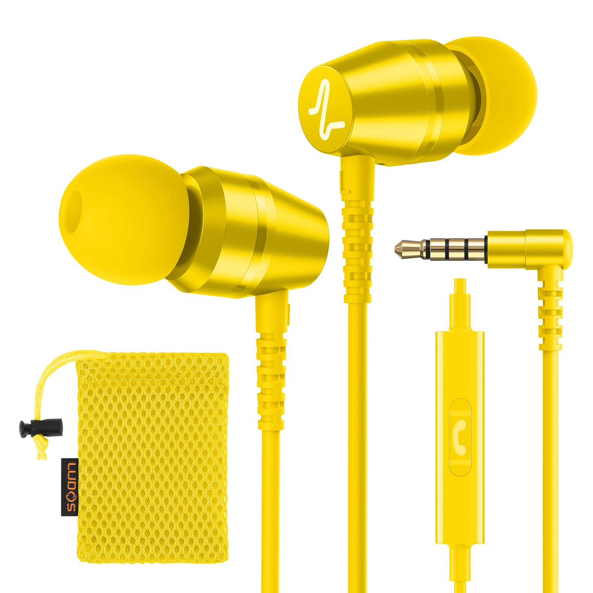 LUDOS OMNITONE yellow earbuds with compact design for everyday listening.