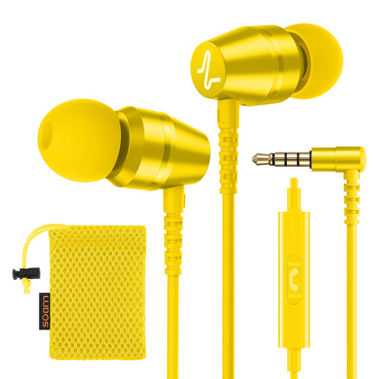 LUDOS OMNITONE yellow earbuds with compact design for everyday listening.