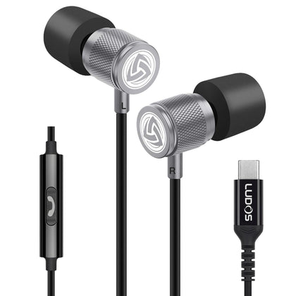 LUDOS front view of USB-C headphones showing sleek design and ready-to-use convenience