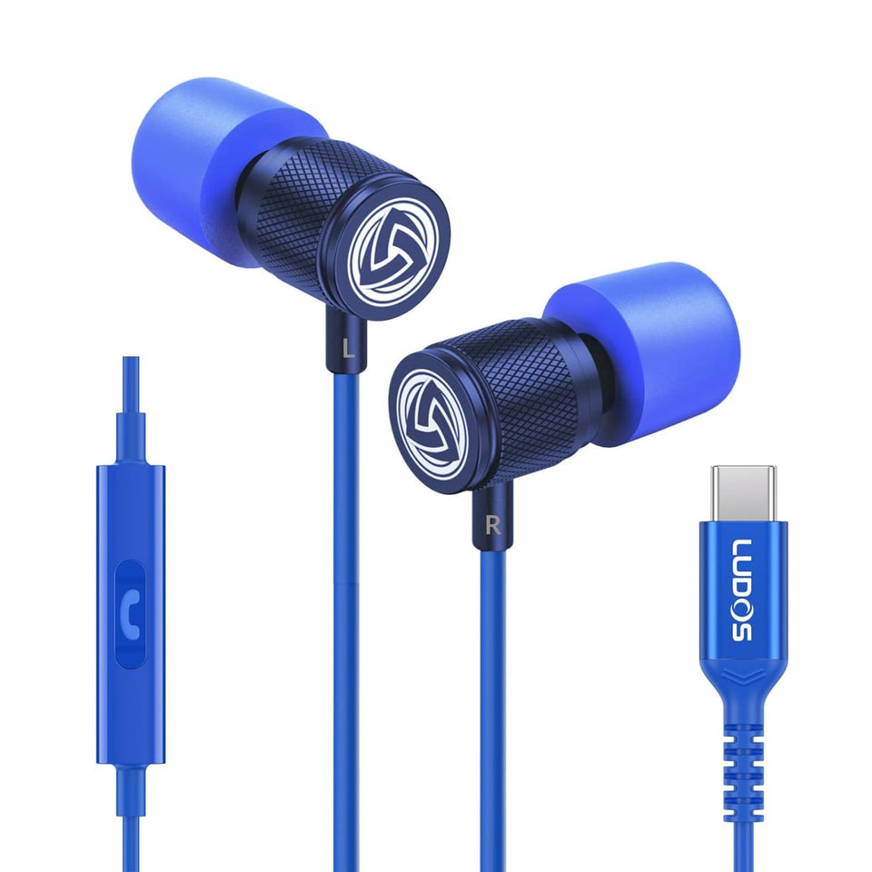 LUDOS Ultra front view showing earbuds and connector for clear audio