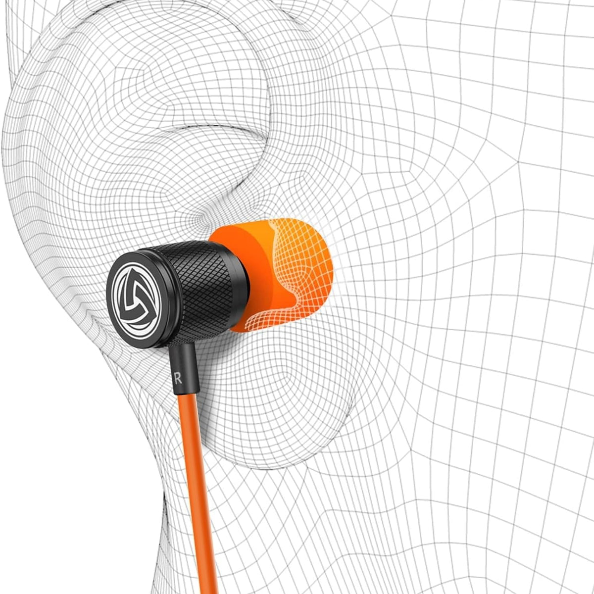 LUDOS earbuds beside smartphone illustrating cable length and portable scale advantage