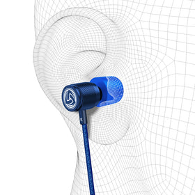 LUDOS Ultra wired earbuds blue noise isolation helping focus in busy environments.