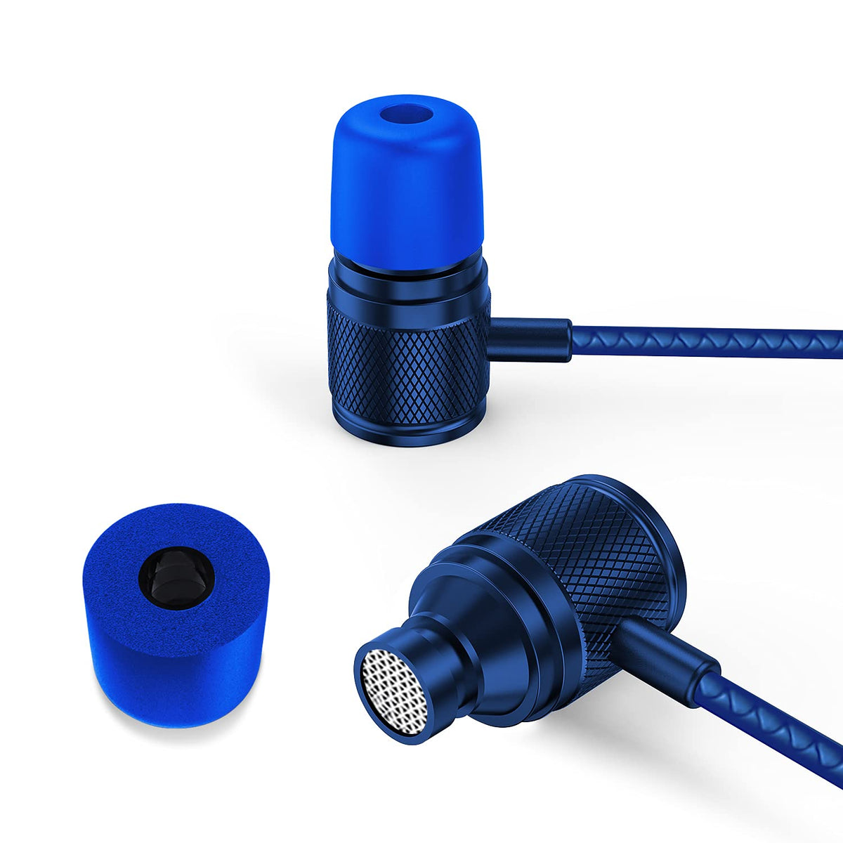 LUDOS Ultra wired earbuds blue warranty information emphasizing 5-year support.