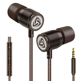 LUDOS Ultra wired earbuds brown front view for everyday listening.