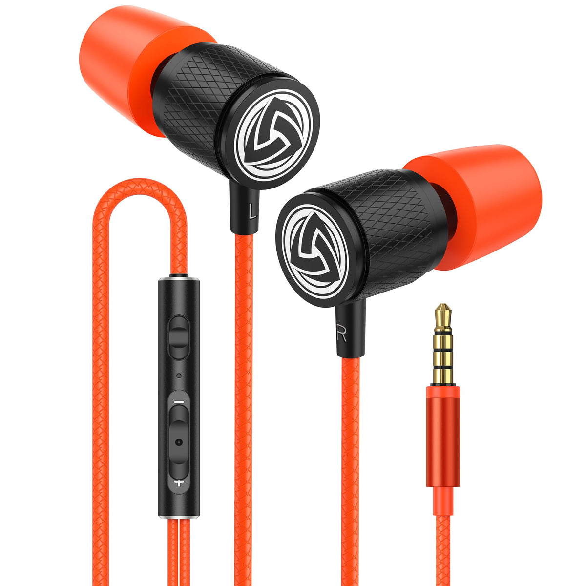 LUDOS Ultra Wired Earbuds coral front view showcasing comfort and style