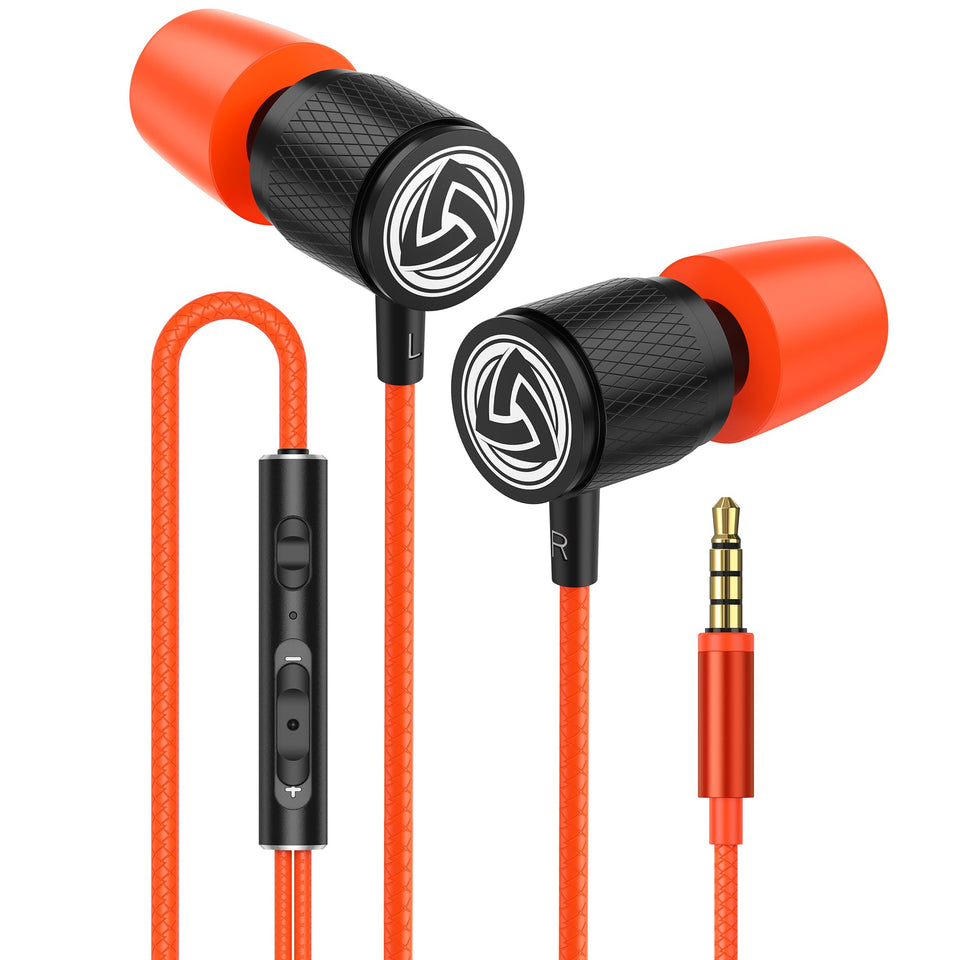 LUDOS Ultra Wired Earbuds coral front view showcasing comfort and style