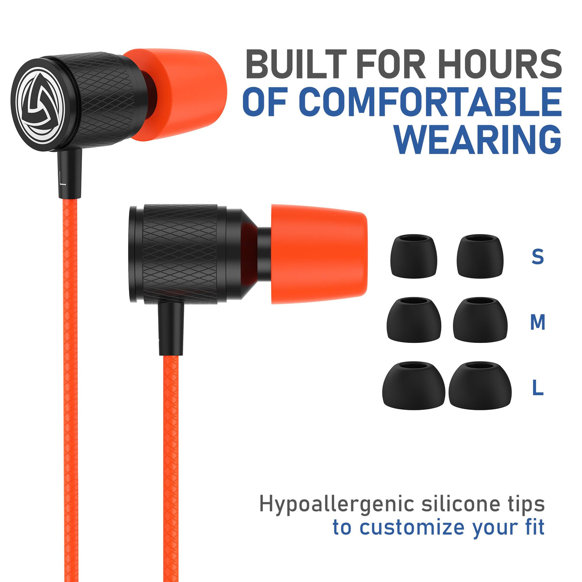 LUDOS Ultra Wired Earbuds coral noise isolation for focused listening