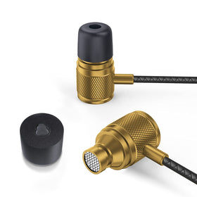 LUDOS Ultra Wired Earbuds in meeting setup with mic