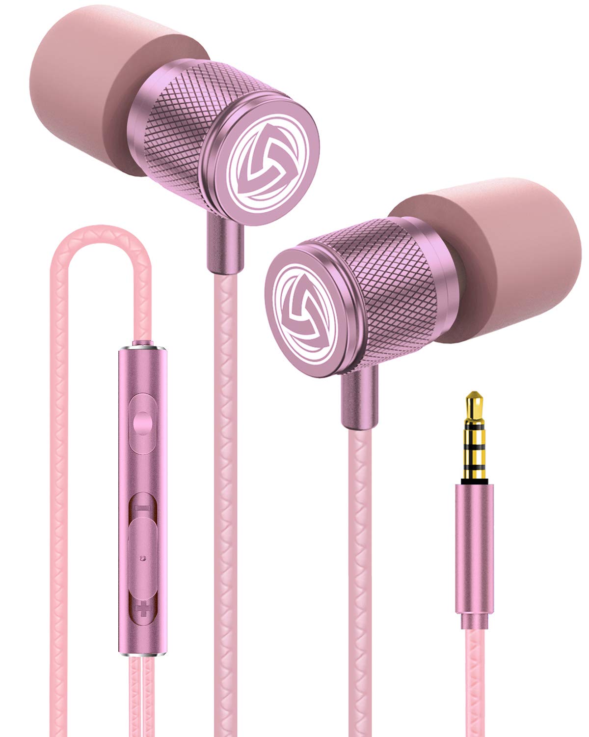 LUDOS Ultra Wired Earbuds pink close-up showing design and fit