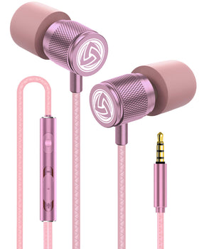 LUDOS Ultra Wired Earbuds pink close-up showing design and fit