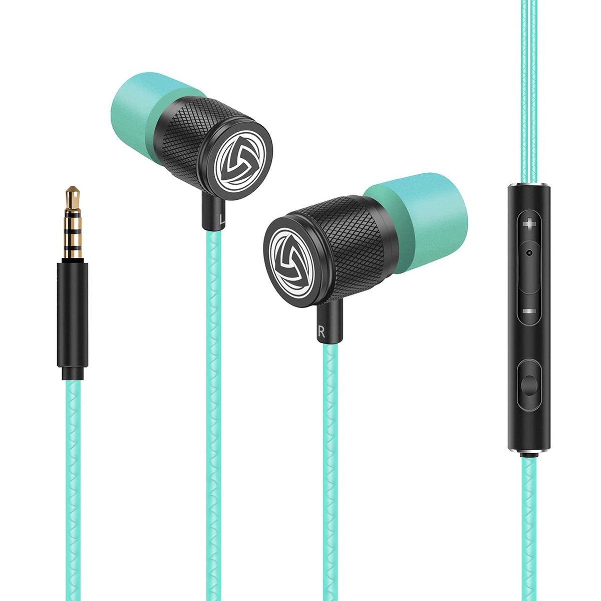 LUDOS Ultra wired earbuds turquoise compact carrying case for portability