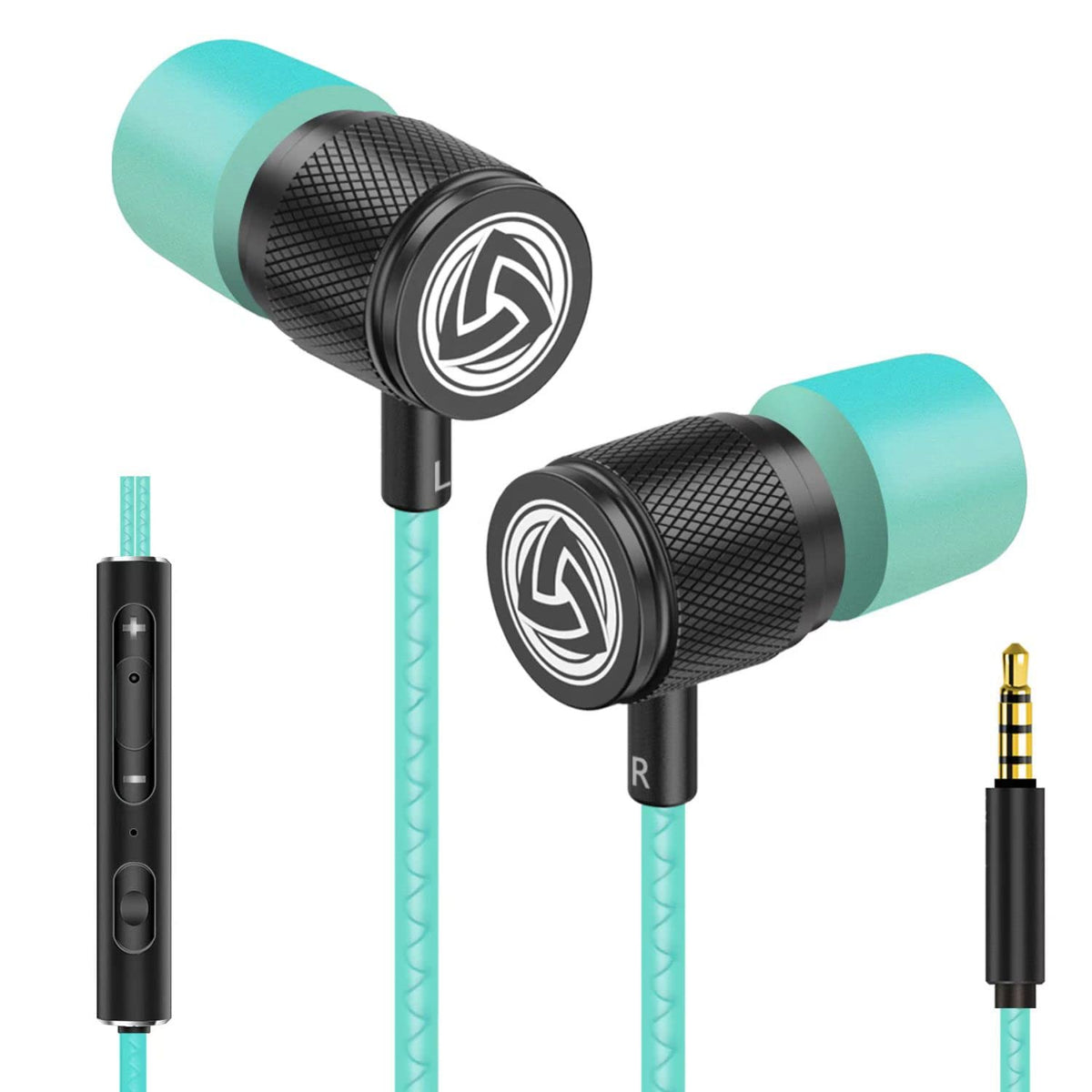 LUDOS Ultra wired earbuds turquoise packaging shows brand and ready to use setup