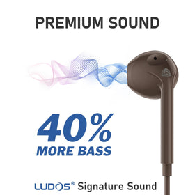 LUDOS Zenith brown ambient-light shot suggests immersive listening atmosphere.