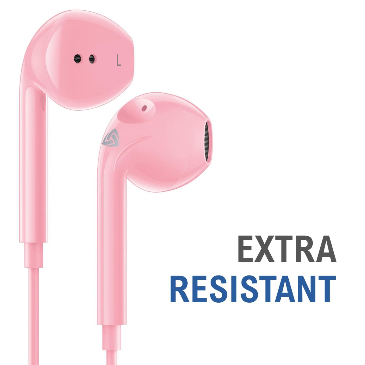 LUDOS Zenith pink earbuds with charging case for portability.
